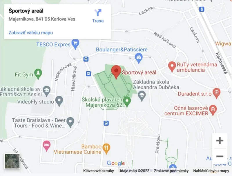 Štadión Majerníkova - mapa Štadión Majerníkova - mapa
